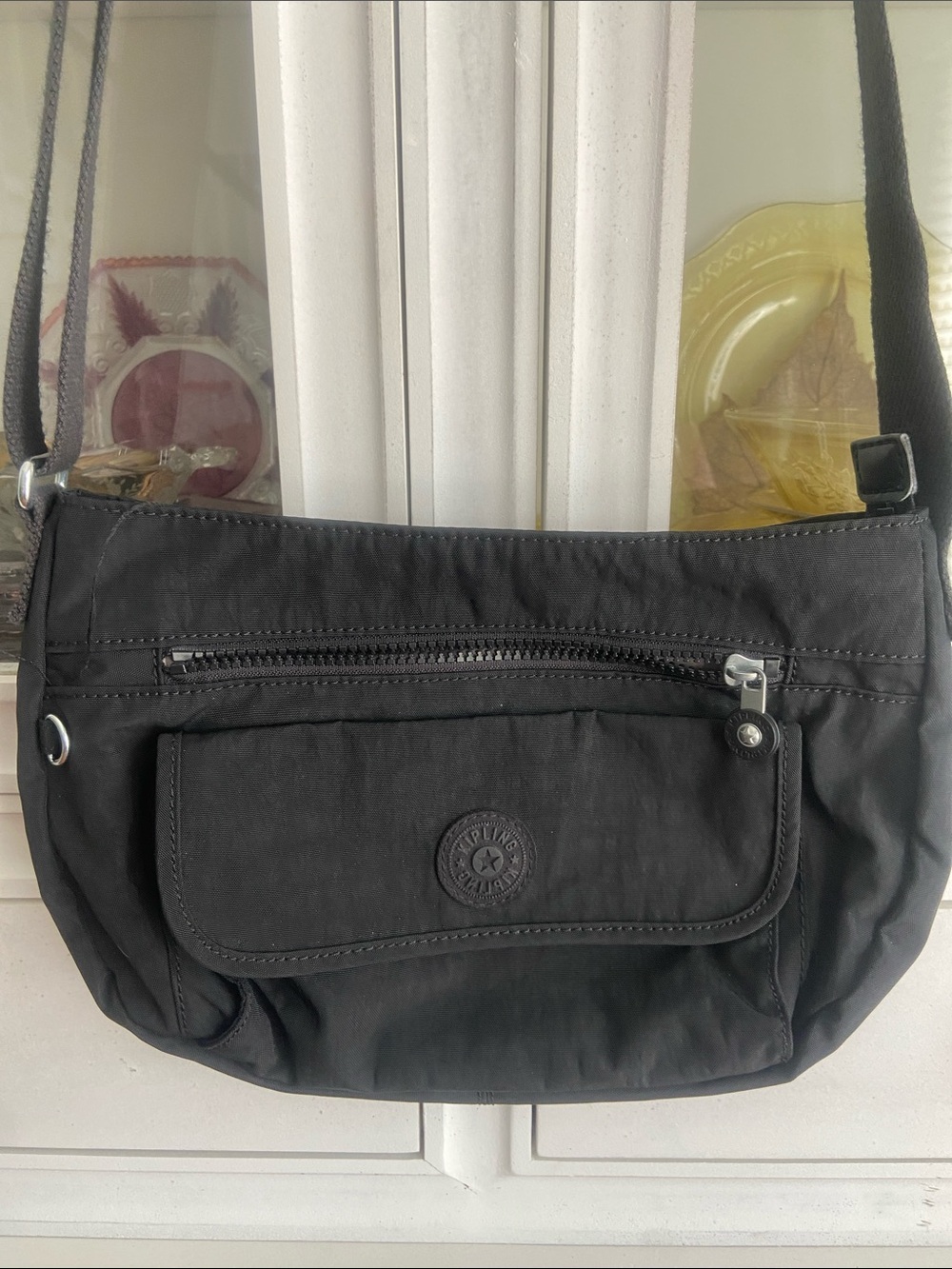Kipling Black Crossbody Shoulder Bag with Front Zip Pocket
